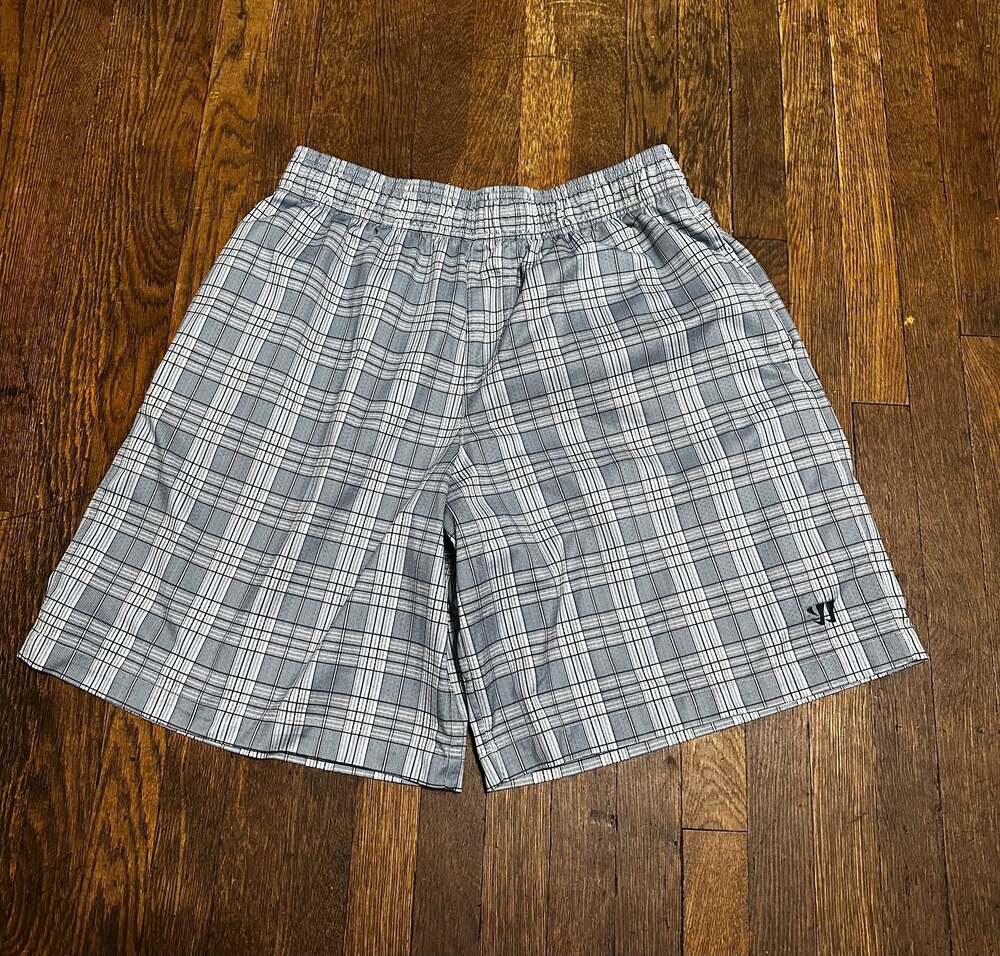 Warrior Men's Plaid Athletic Performance Gym Shorts with Pockets Large